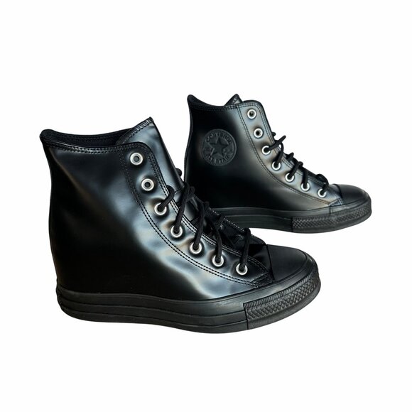 Converse Chuck Taylor All Star Wedge Women's Shoes Sz 8.5 Patent Leather A12827C - Picture 3 of 8